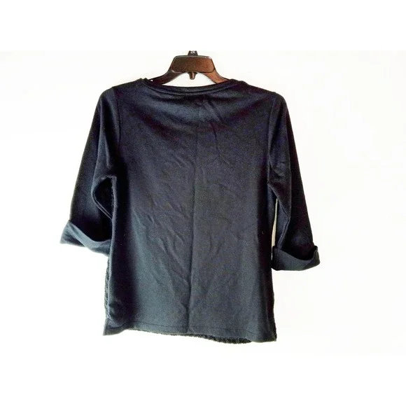 Coldwater Creek Womens Shirt M Black 3/4 Sleeve Pullover Sequin Blouse Top - Picture 2 of 12